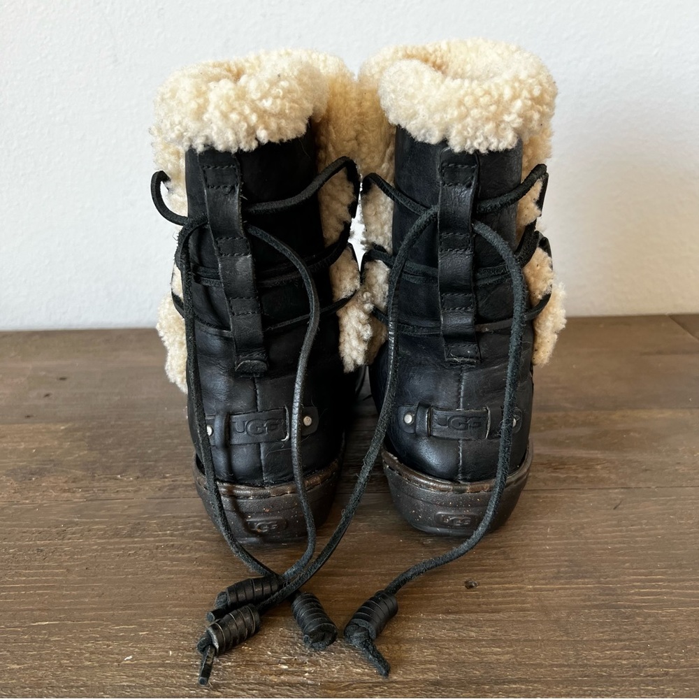 Women's Black Shearling-Lined Winter Ankle Boots - Picture 5 of 13